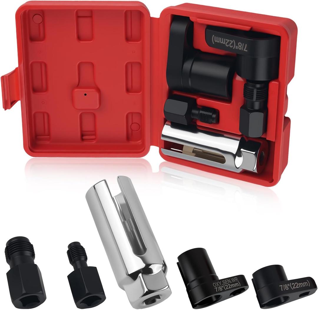 5PCS Sensor Socket Set,M12 x 1.25mm & M18 x 1.5mm Thread Chaser Set with Side-Cut Access, Heavy Duty Automotive Tools for Sensor Removal and Installation