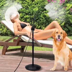 HIRALIY Portable Outdoor Misting Cooling System with a Fillable Base, Standing Misters for Outside Patio with 26.2FT (8M) Water Supply Line, Mister for Patio, Pool, Backyard and Garden Watering