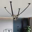 MIXL-Modern Living Room Chandelier, Black Pendant Light Fixture with Smoke Gray Glass Lampshade, Adjustable Bedroom Chandeliers, Minimalist Pendant Lights for Kitchen Island, Dining Room (1 Pcs)