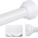 STARLATTA Long Tension Shower Curtain Rod 31-120 Inch (10ft): 1.1" Dia Rustproof Stainless Steel, No Drilling Heavy Duty, Adjustable Room Divider for Bathroom Window, Matte White