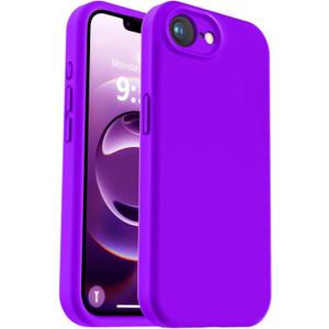 Vooii Compatible with iPhone 17e Case and for iPhone 16e Case, Liquid Silicone Upgrade [Camera Protection] [Anti-Scratch Microfiber Lining] Shockproof Phone Case for iPhone 17e/16e 6.1" - Neon Purple