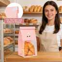 Funcoo 50 Bakery Bags with Window, 5.1x3.9x11 Inches Paper Bread Bags, Tin Tie Tab Lock Cookie Bags Food Storage Bag for Snacks, Popcorn, Candies, 60 pcs Stickers Included