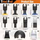 Trivd Frol 121 Pack Oscillating Saw Blades, Titanium Oscillating Tool Blades with Sandpaper, Multitool Blades for Wood Metal Plastics Cutting, Multi Tool Blades Kits Fit Bosch Dewalt Ryobi Milwaukee