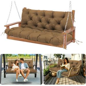 MVRFN Replacement Cushions for Outdoor Furniture 60 Inch Waterproof Porch Swing Cushions 3 Seater with Backrest Extra 5" Thicken Durable Patio Long Bench Cushions(Brown 60×40×5inch)