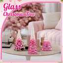 Funnymoom 3 Pack Glass Christmas Trees Decorations Gradient Lighted Christmas Tree 11.4 Inch Snow Top Glitter Xmas Winter Tabletop Centerpieces Gift for Home Fireplace Table Mantle Holiday(Pink)
