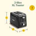 Cuisinart Core Collection 2-Slice Toaster | Extra-Long Slots for Artisan Bread, Bagel | High-Lift Quickview | Single Slice & Defrost Function | +30sec Toast Boost | Removable Crumb Tray, Black