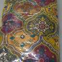 vctops Boho Velvet Chair Seat Cushions for Kitchen Dining Room Chairs Printed Chair Pad with Ties Soft and Comfortable Square Chair Cushion (Yellow, 16"x16")