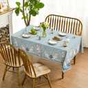 Horaldaily Easter Tablecloth 60×84 Inch Rectangular, Blue Easter Bunny Flowers Washable Seasonal Table Cover for Party Picnic Dinner Decor