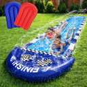 TOY Life Giant Race Car Water Slides for Kids 20Ft Waterslide Backyards Lawn with 2 Bodyboards, 2 Lane Slip Splash and Slide Summer Toys with Built-in Sprinkler for Backyard Outdoor Water Toys