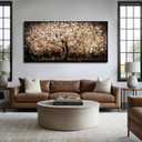 Plant Pictures Wall Art Flower Tree Painting Large Artwork Gold Hanging Decor 29"x58" Wall Decorations for Living Room Kitchen Art Posters