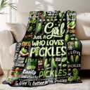 Pickle Gifts Blanket for Girls Kids - Just a Girl Who Loves Pickles - Funny Dill Pickle Chips Food Plush Comfy Soft Fleece Throws Sheet Quilt 50"x40" Decor for Couch Bedding Sofa Birthday Decorations