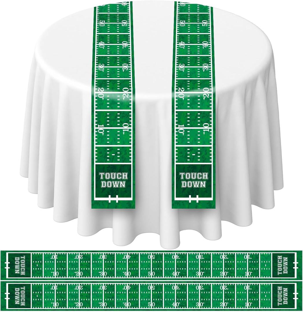 Mindsoft 6 Pcs Football Party Table Runner 60 x 6 Inch Sports Tablecloth Runner Football Field Tablecloth Striped Table Cover for Sports Party Dining Room