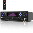 AV-735A 600W 5.1 Channel Home Theater Stereo Receiver,Wireless Home Audio Amplifier System,Digital Stereo Receiver/Amp System w/ 3 Mic in Echo/BT/USB/SD/RCA/LED/Opt/Coax for Home/Studio