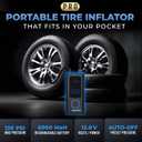 POCKET AIR PRO Tire Inflator Portable Air Compressor by Bullseye Pro for Tires, Balls, Bike with Persta Valve, Auto Shut Off, Inflates in 2 Min, Cordless Rechargeable 6000MAH,150 PSI, SoS Light