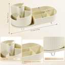 Rotating Makeup Organizer Cosmetic Organizer, Cosmetic Display Case Round Vanity Makeup Organizer Cosmetic Storage Display box for Skincare, Brushes, Eyeshadow, Lipstick (Creamy White)