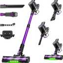 Cordless Vacuum Cleaner, 500W/40Kpa Vacuum Cleaners for Home, Stick Vacuum Cordless with LED Display, Anti-Tangle & Wall Mount, 8 in 1 Lightweight Vacuum for Hard Floors Pet Hair(Purple)