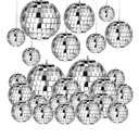 MTLEE 20 Pcs Disco Balls Decorations Assorted Size Party Decor Disco Ball Ornaments Mirror Mini Large Hanging with Rope for Wedding Festival Stage Prop