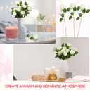Jexine 50 Pcs Artificial Rose Flower Bulk Realistic Silk Fake Roses with Long Stem Plastic Artificial Flower Bouquet Real Looking for Home Wedding Centerpieces Party Decoration(White)
