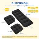 Patio Furniture Cushions Outdoor, Waterproof Wicker Chair Cushions Set of 3, 1 Loveseat & 2 Seat Pads, Thick Outdoor Replacement Cushions for Porch Lawn Bench Couch Sofa Swing, Black