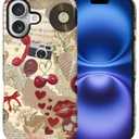 Case for iPhone 17,Scratch Resistant Hybrid Double Layer Hard Shell，Vintage Cherry Coquette Collage