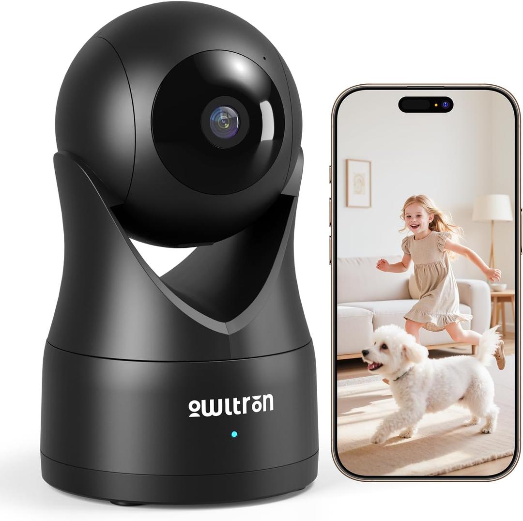 owltron Indoor Security Camera 2K, 3602.4G WiFi Cameras for Home Security for Baby/Pet/Elder/Nanny with Night Vision, Motion Detection & App Control, Baby Monitor Works with Alexa & Google Assistant (Black)