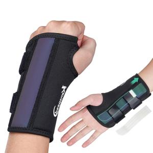 Wrist Brace for Carpal Tunnel Night Support with 2 POM Stays, Wrist Splints Left/Right Hand Stabilizer Adjustable Wrist Support for Pain Relief Typing, Sleeping, Gym (Darkblack-Right, S)