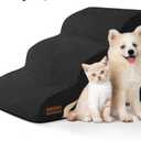 Aodisman 3-Step Dog Ramp and Stairs for Sofa and Chair - Non-Slip Sturdy Pet Steps for Small Dogs and Cats,15.7" H,Black