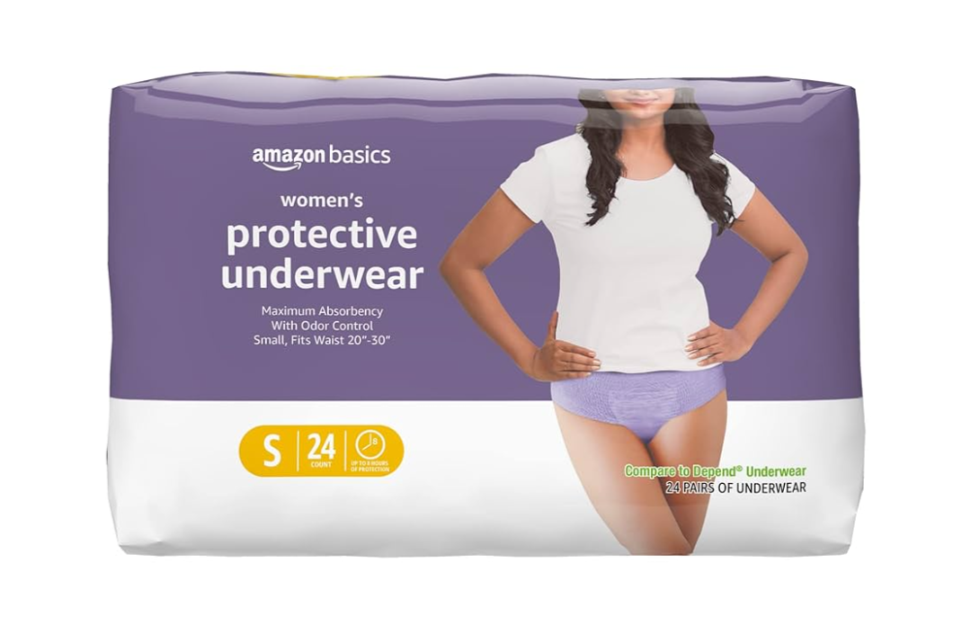 Amazon Basics Incontinence Underwear for Women, Protective, Disposable, Postpartum, Maximum Absorbency, Small, Lavender, 24 Count