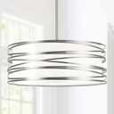 19.7" Drum Chandelier 5-Light Brushed Nickel Modern Pendant Light Adjustable Hanging Lighting Chandeliers for Dining Room Kitchen Island Foyer Living Room Bedrooms (19.7 inch)