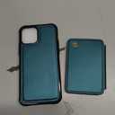 Compatible with Magsafe for iPhone 12/12 Pro Wallet Case Magnetic Card Holder, RFID Blocking 2 in 1 Detachable Kickstand Shockproof Cover for Women Men, Bluish Green