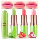 evpct 3Pcs Magic Color Changing Lipstick Long Lasting Waterproof 24 Hours Original for Women, Aloe Vera Strawberry Peach Pink PH Mood Permanent Color Changing Lipstick Lip Balm Gloss, labial magico (3 Count (Pack of 1))