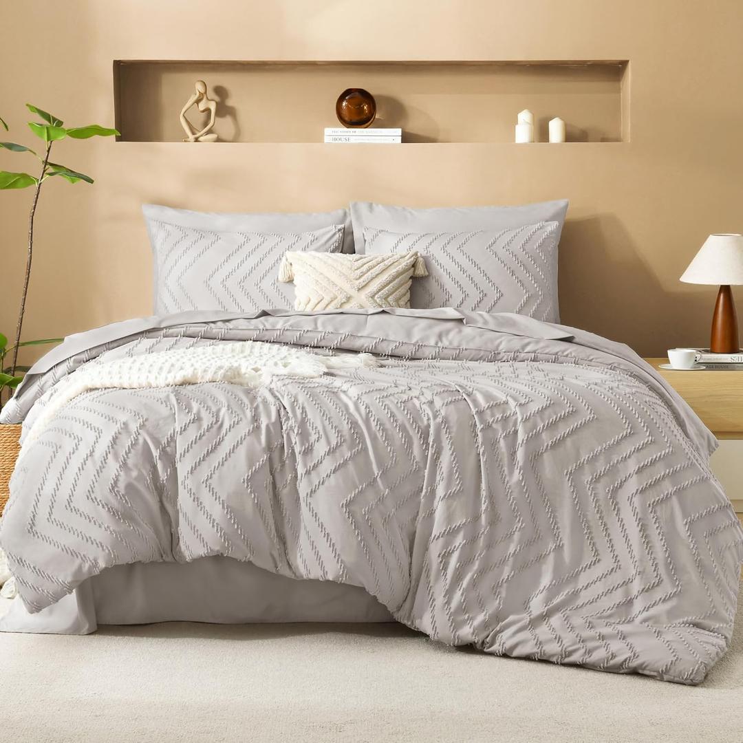Litanika Linen California King Size Comforter Set with Sheets - 7 Pieces Bed in a Bag California King Boho Tufted Complete Bedding Sets with Comforter, Sheets, Pillowcases & Shams