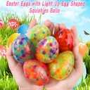 12 Pack Easter Eggs Fillers Light Up Fidget Stress Balls Easter Eggs Filled Toys Easter Basket Stuffers Glow In The Dark Egg Shaped Squishies Squeeze Ball for Kids Boys Girls Easter Hunt Party Favors