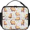Guinea Pig Lunch Bag Floral Insulated Lunch Bag for Women Girls Reusable Lunch Box with Adjustable Shoulder Belt Portable Cooler Bag for School Travel Office Picnic (One Size, Color-1)