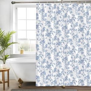 Seorsok Blue Shower Curtain,Sage Cotton Floral Cottagecore,Elegant Floral Fabric Shower Curtain Machine Washable Waterproof Bathroom Decor 60'Wx72'L inches