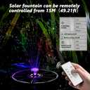 AISITIN 6.5W Solar Glass Panel Fountain, LED Colorful Lights & Remote Control, Rechargeable with Storage, Solar Powered Water Fountain Pump with Integrated Bracket for Bird Bath, Garden, Outdoor, Pond