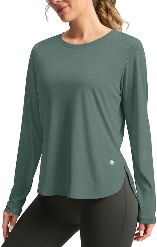 Women's Sun Shirts UPF 50+ Long Sleeve UV Protection Shirt Lightweight Quick Dry Workout Hiking Tops for Women (XX-Large, Malachite Green)