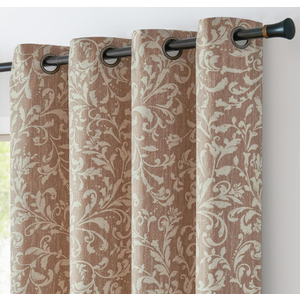 jinchan Blackout Curtains for Bedroom, Blue Scroll Floral Patterned Curtains 63 Inch Length for Living Room, Farmhouse Vintage Art Deco Drapes, Thermal Insulated Window Curtains Grommet 2 Panels, (Floral Taupe 80% Blackout)