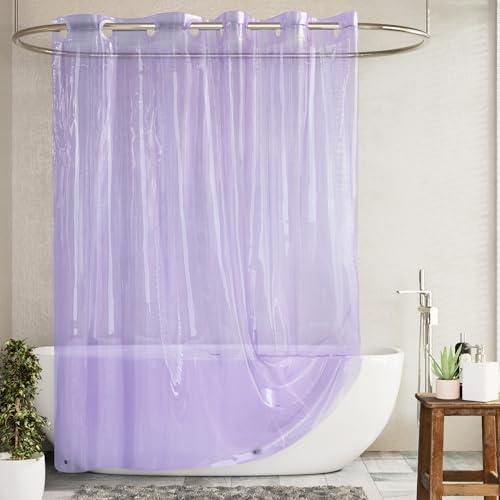 Barossa Design No Hook Clear Lavender Shower Curtain or Liner - Soft EVA 10G Extra Heavy Duty Shower Curtain with 3 Magnets for Bathroom, Standard Size 71" x 74", Clear Lavender