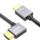 XAOSUN Right Angle HDMI 2.0 Cable 6.6 Feet, Strong Anti-Interference, 18Gbps High Speed Support 4K@60Hz,3D 1080P,HDR,ARC,90 Degree HDMI Cable for MacBook pro 2023,Monitor,ps4/5,Xbox,Fire TV and More