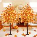 2Pack 6FT 300LED Artificial Lighted Maple Tree, Fall Decorations for Home, Timer Function Prelit Fall Decor Maple Tree with Warm White Light for Indoor Outdoor Harvest Halloween Thanksgiving Day