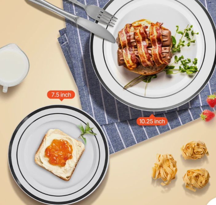 Plastic Disposable Plates 350 Pcs Plastic Dinnerware Set for Party and Wedding