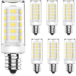 YUIIP Dimmable E12 LED Bulb 4W Equivalent 40W Halogen, 6000K Daylight White AC120V C7 E12 Candelabra Base Light Bulbs for Ceiling Fan Chandelier, 400LM 6 Pack