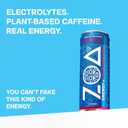 ZOA Sugar Free Energy Drink with Electrolytes, Blue Raspberry Shave Ice, Vitamin C, B Vitamins + Amino Acids, 160 mg Green Tea Caffeine, Zero Sugar, 12 oz Cans, 12 Pack (EXP 04/15/27)