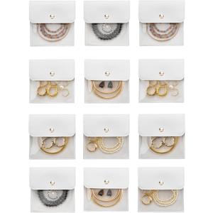 Popvibe Jewelry Pouch Women Mini Small Bag for Travel Clear White Small Pouch Bulk, 12 Pack