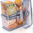 Dynta Bread Box 2 Pack Bread Storage Container Airtight Recording Time Bread Box for Kitchen Countertop Plastic Bread Keeper with Lid for Homemade Bread, Toast, Loaf, Cookies (Grey)