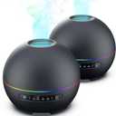 2 Pack Essential Oil Diffusers for Home - 200ml Aromatherapy Diffuser Humidifier with 4 Timers & 7 Colors Night Lights, 20dB Quiet Working for 10 Hours
