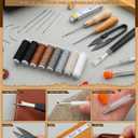 BAGERLA Upholstery Repair Kit, 50 Pcs Heavy Duty Sewing Kit with 8 Colors Thread 32 Pcs Upholstery Needles, Sewing Awls for Hand Stitching Car Sofa Shoe Backpack Craft DIY