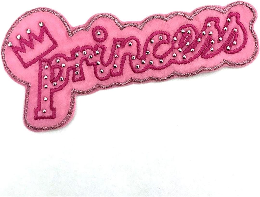 Pink Princess w/Crown Iron On or Sew On Embroidered Patch 10 Pieces