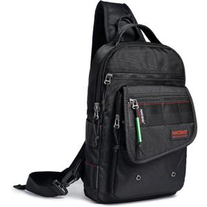 NICGID Sling Bags, Chest Shoulder Backpacks Crossbody Purse Outdoor Chest Bag Travel Backpack for Men Women (Black-385)